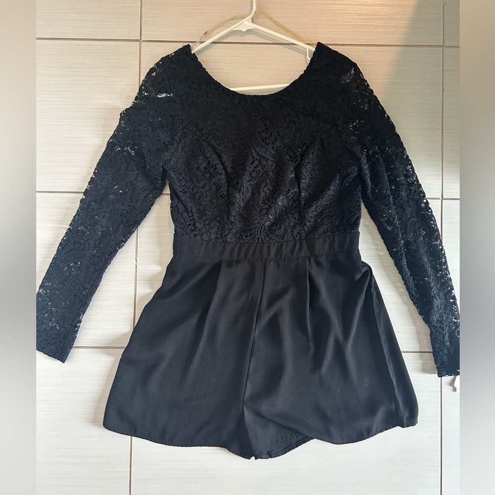 Black with lace romper size large with long sleeves